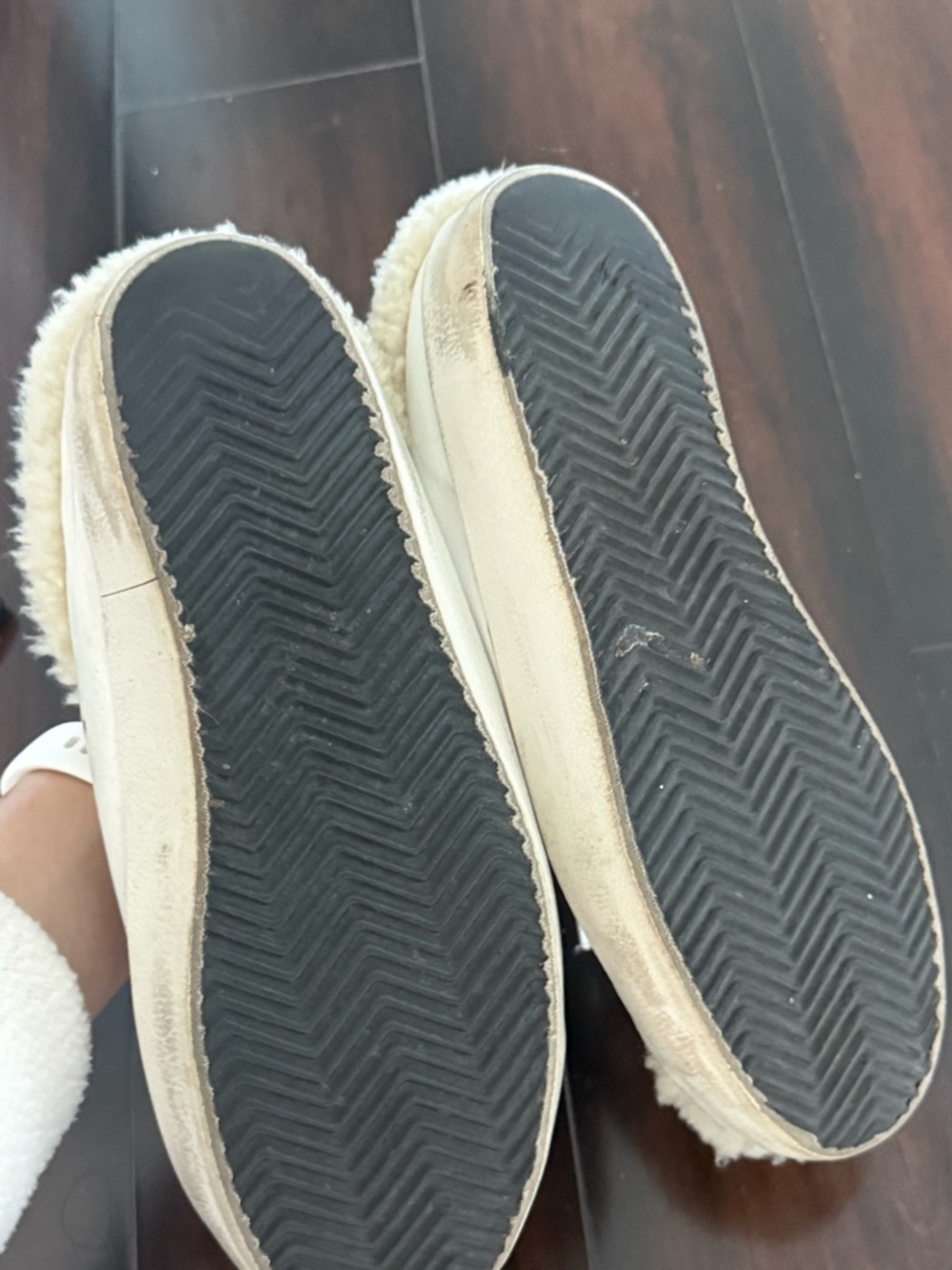 GOLDEN GOOSE SUPER-STAR Shearling-Trim Slip-On Sabot Sneakers Glitter Star - Picture 9 of 11